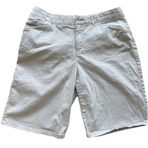 Intro Love the Fit Womens Khaki Tan Stretch Shorts Size 10 Embroidered Waistband